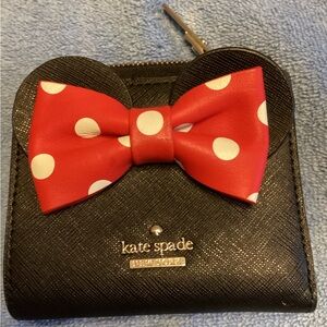 Kate Spade Black and Red Polka Dot Bow Wallet